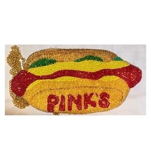 Limited Edition Pink’s Hot Dogs Beaded Crossbody Purse Clutch New Rare Find!